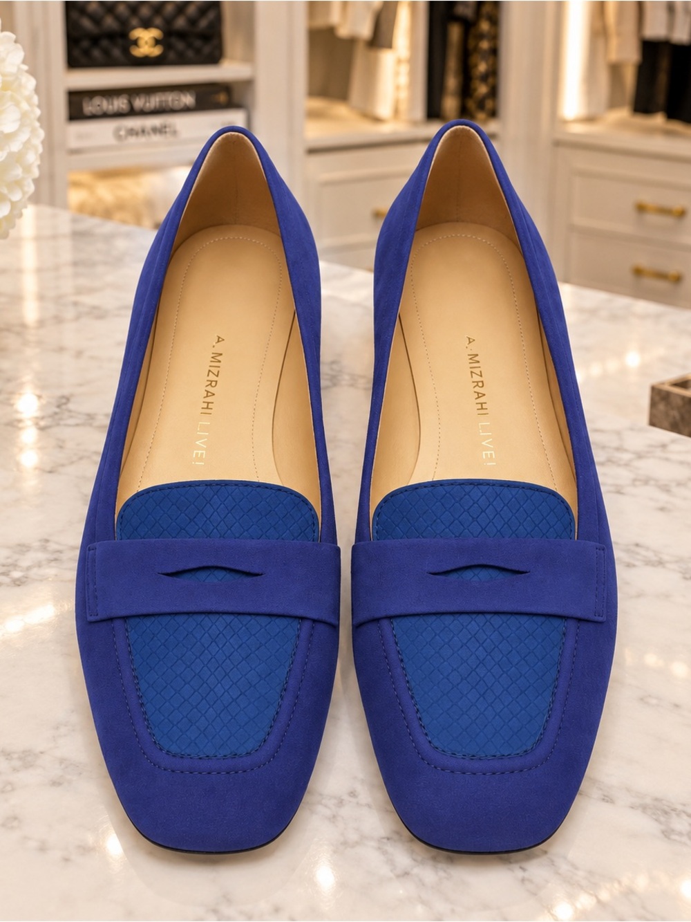 Isaac Mizrahi IM Sara Royal Blue Suede Loafers NIB